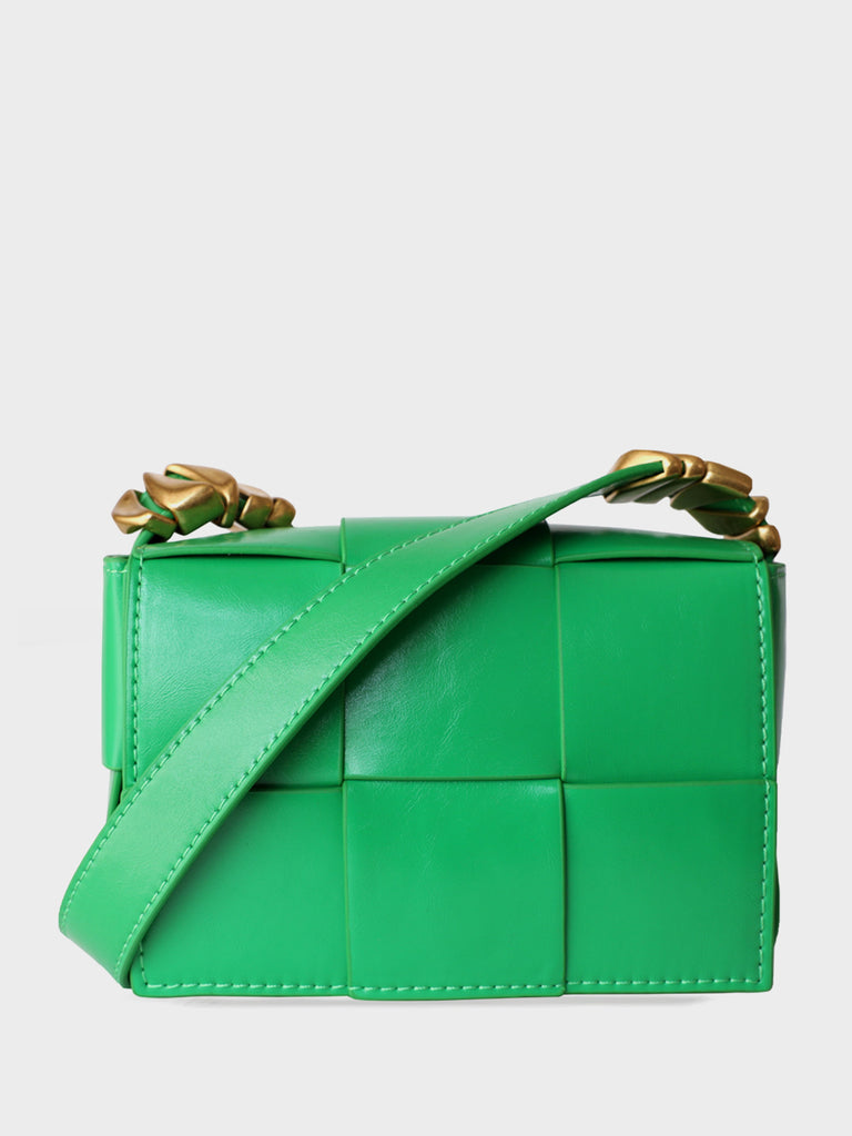 Bottega Veneta Cassette Neon Green Leather Shoulder Bag