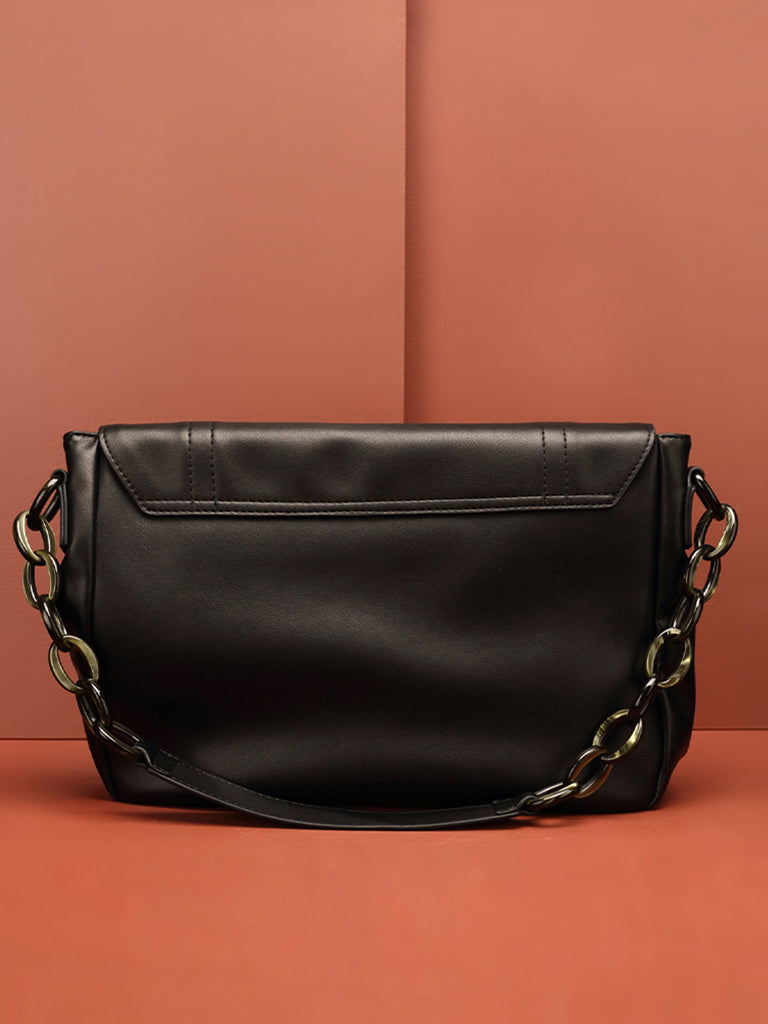 Women's Black Purse Chain Strap Leather Crossbody Handbags