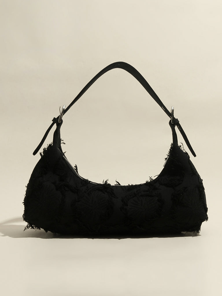 Women's Leather Half Moon Shoulder Bag 90s Crescent Handbag Toni Bag, Blanchedalmond