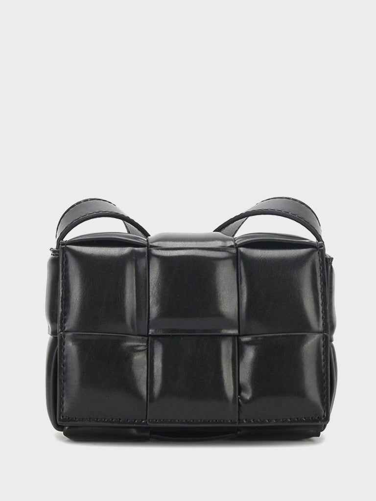 Bottega Veneta Mini Cassette Woven Crossbody Bag in Black
