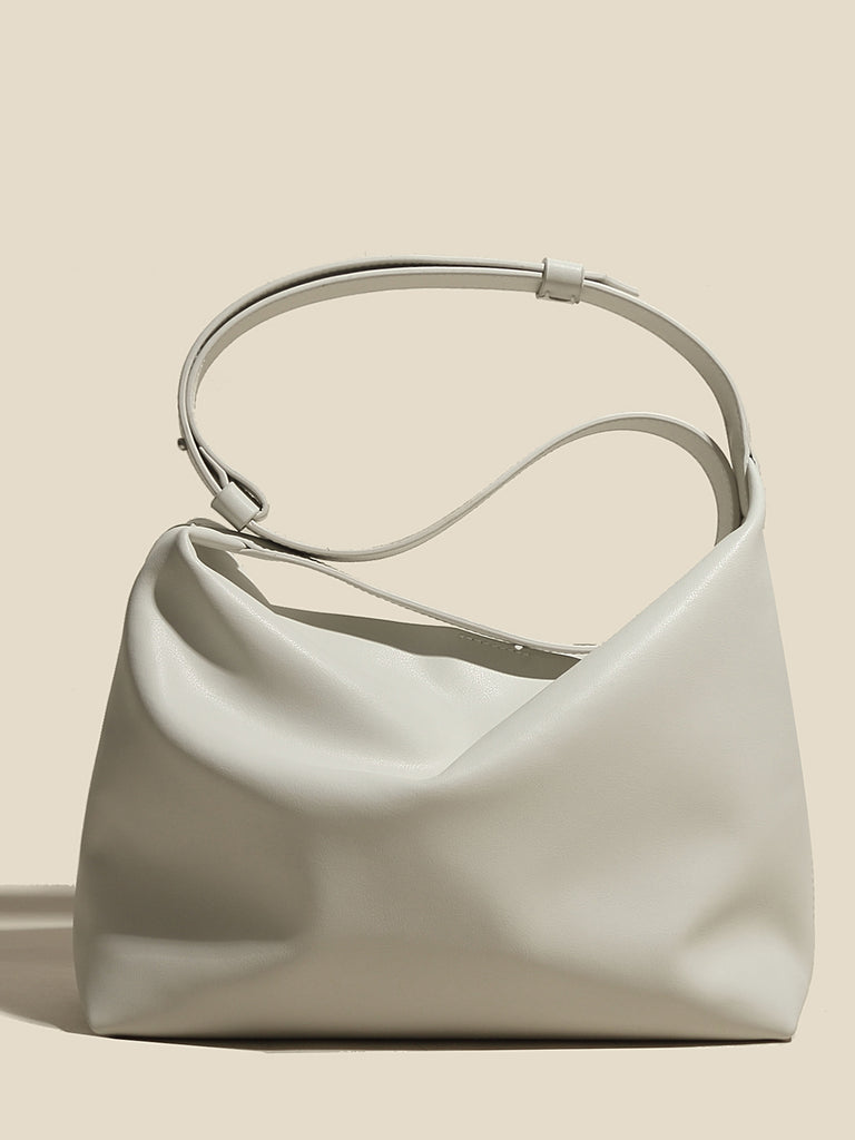 Minimal Bucket Leather Shoulder Bag Single Strap Hobo Tote Bag