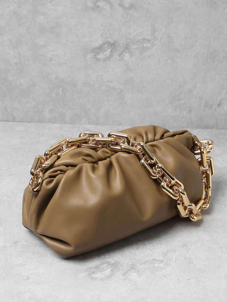 Bottega Veneta The Chain Pouch Brown Calfskin Leather Shoulder Bag