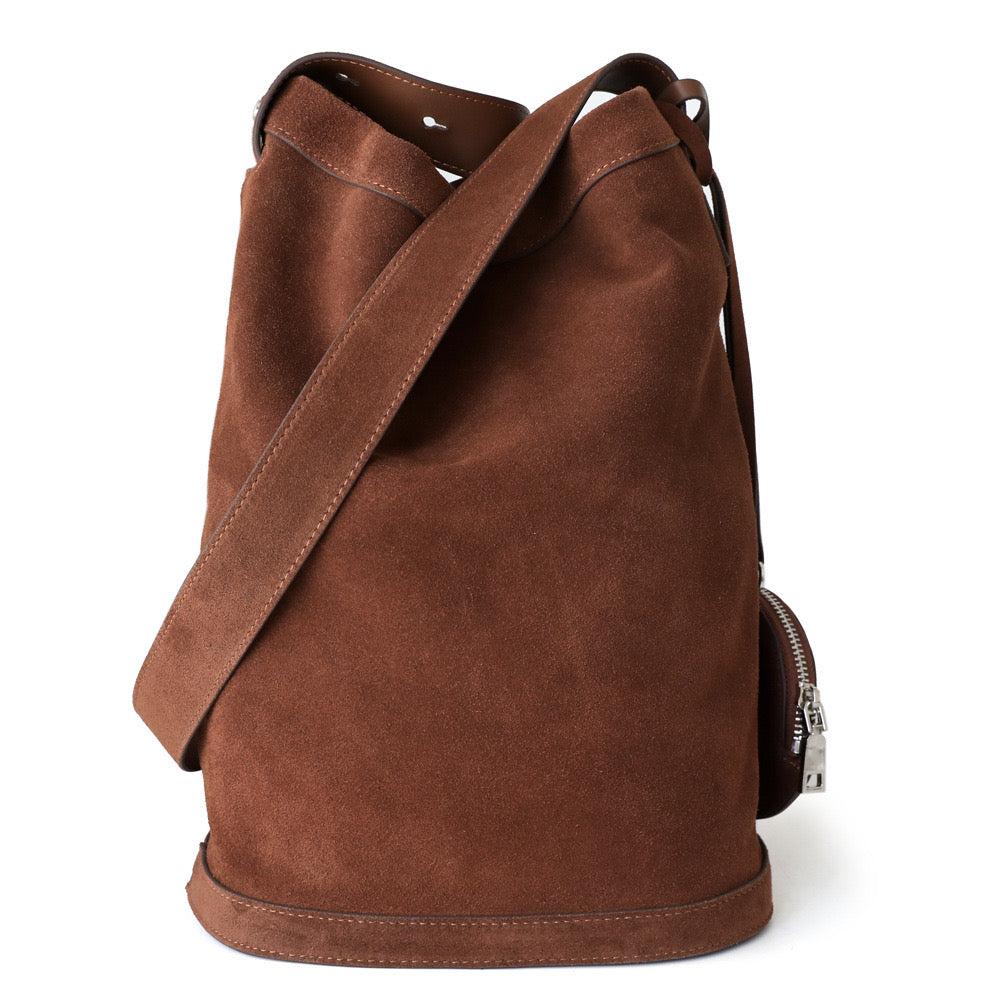 Suede Leather Top Handle Bucket Bag