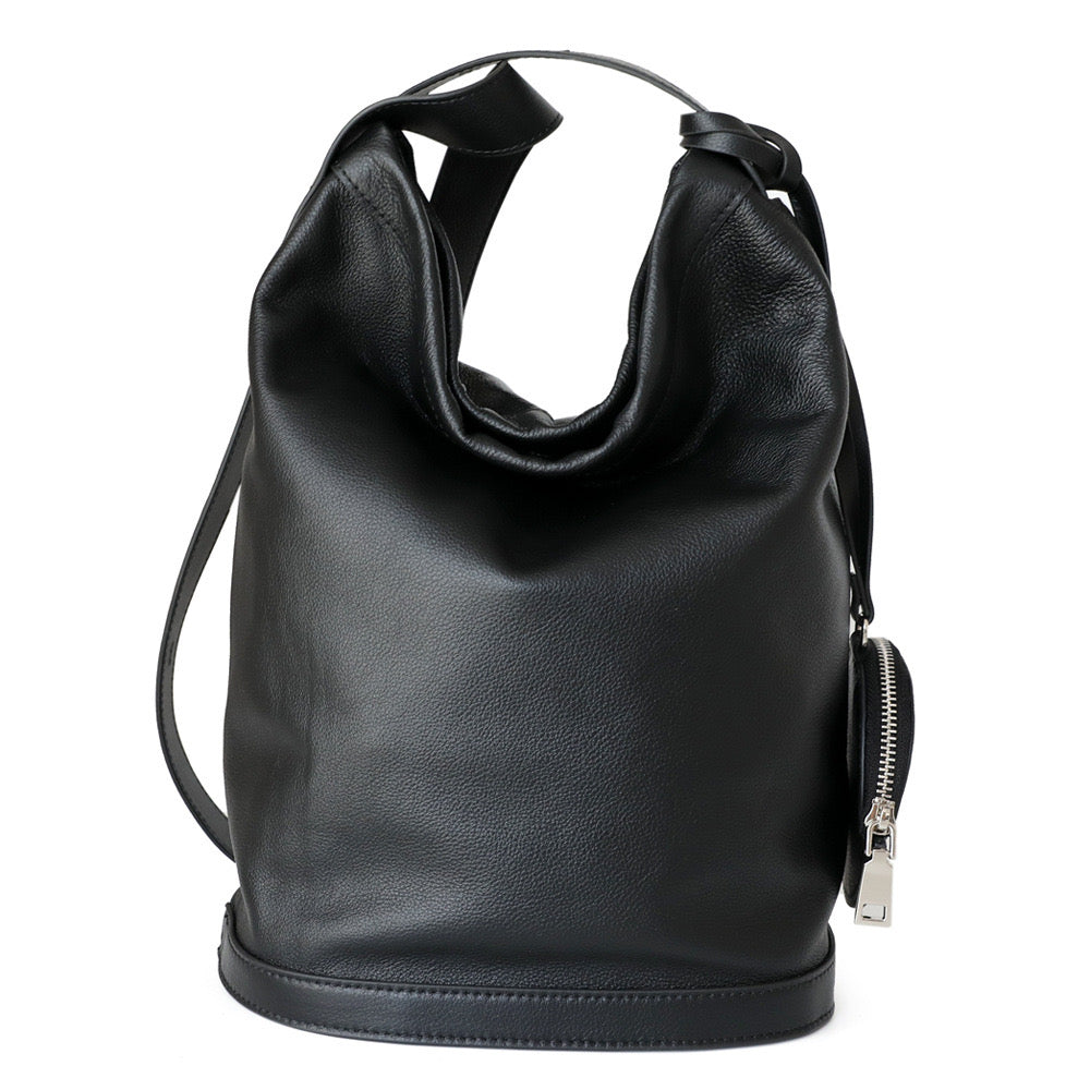 Suede Leather Top Handle Bucket Bag