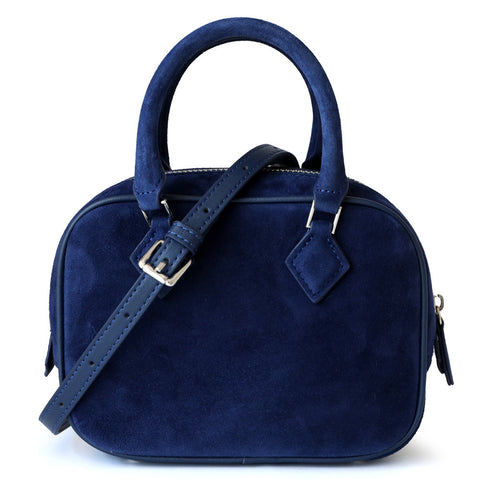 Suede Leather Top Handle Square Bag Boston Bag