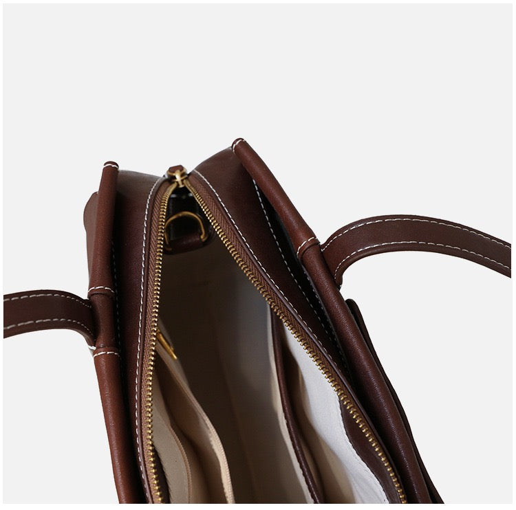 Large Capacity Top Handle Leather Tote Bag