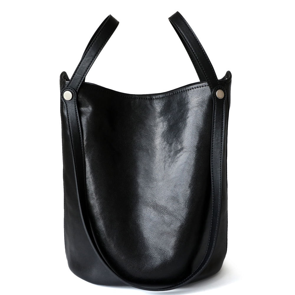 Wax Leather Minimal Bucket Bag Shoulder Bag