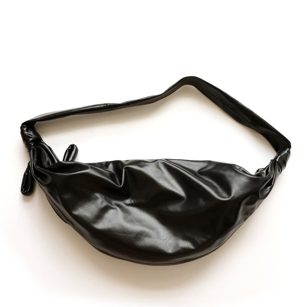 Croissant Bag Ruched Leather Knotted Strap Hobo Bag