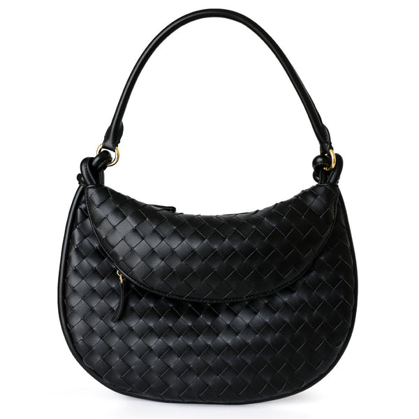 Woven Leather Moon Bag Top Handle Armpit Bag