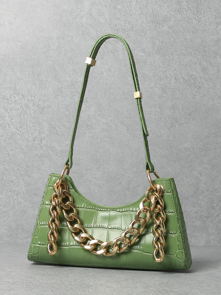 Chain Croc Baguette Bag