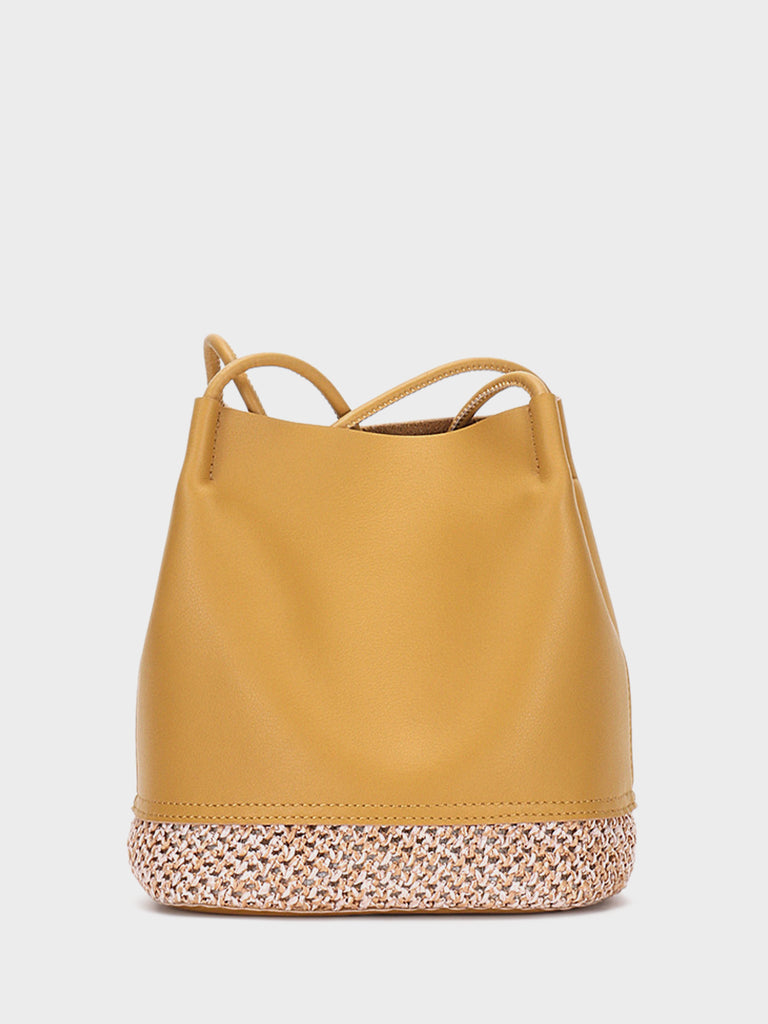 Square Bucket Bag in Elephant Genuine Leather -  Norway