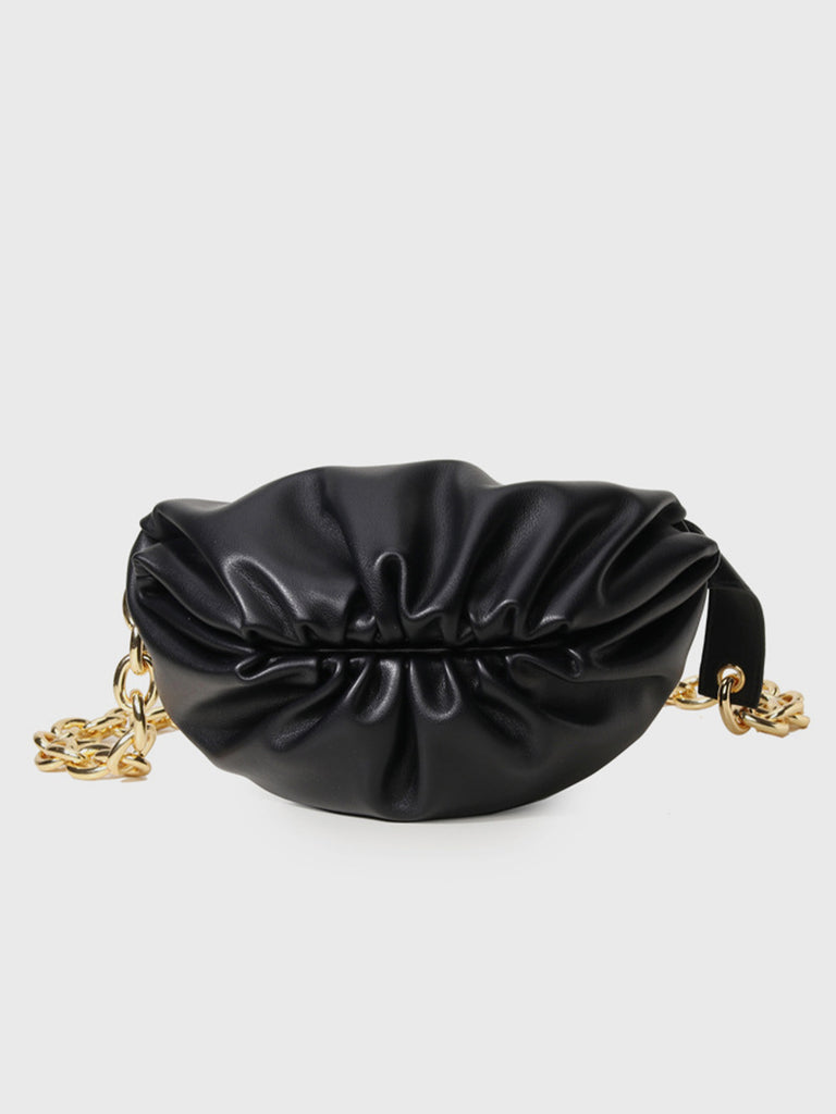 Black Mini Waist Fanny Pack Detachable Belt Chain Bag Purse - Temu