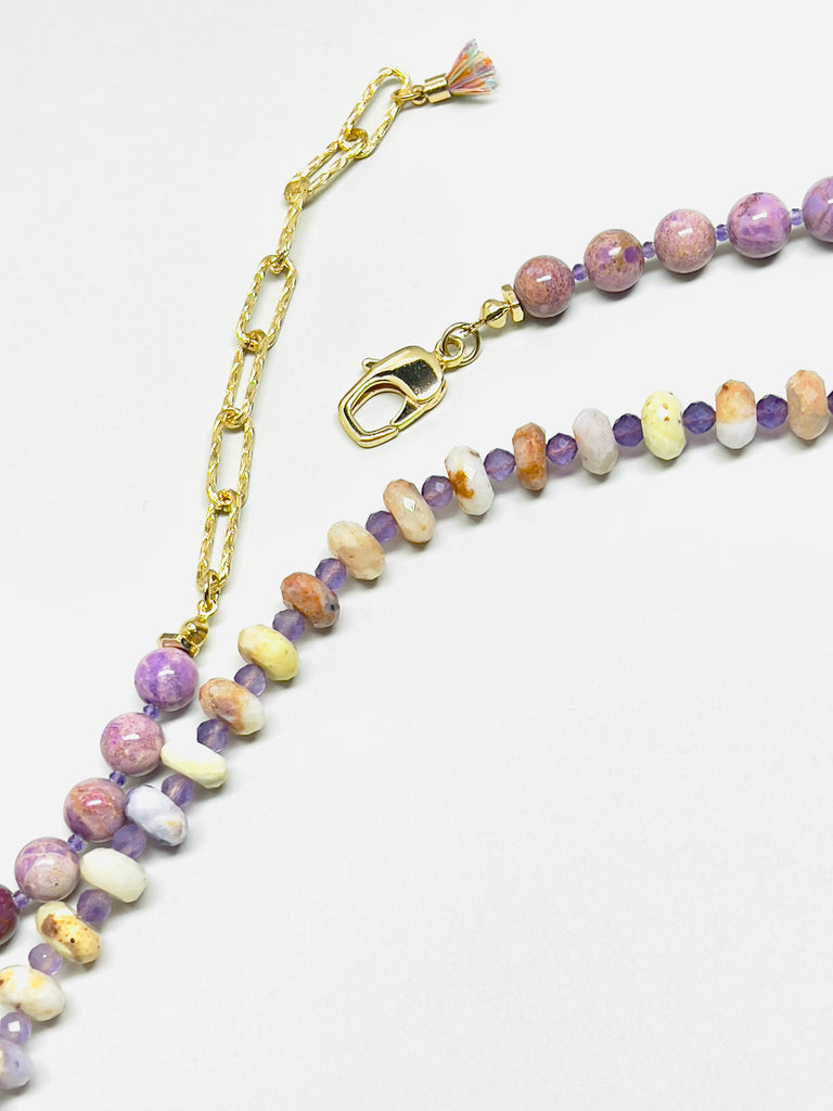 Natural Stone Purple Mica&Opal Baroque Pearl Necklace  | SAWUBONA - POPBAE