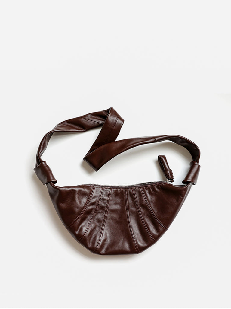 Croissant Bag Puffy Soft Leather Knotted Strap Hobo Bag - POPBAE