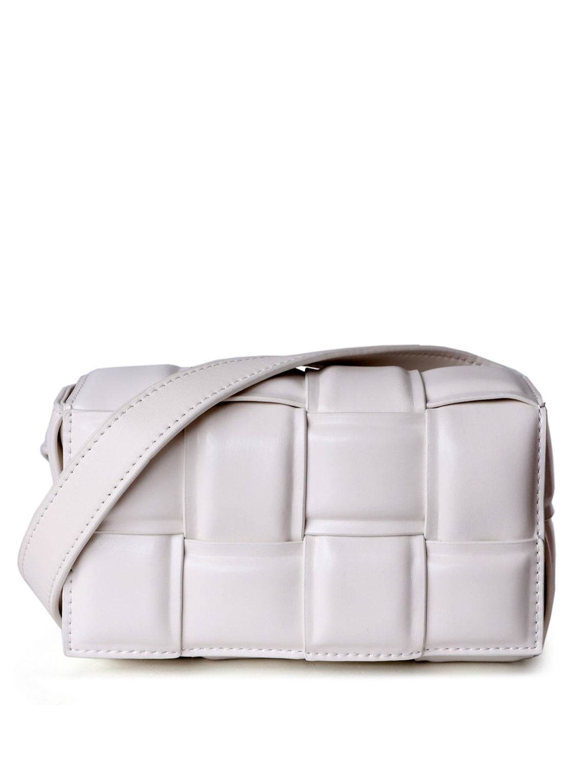 Bottega Veneta Mini Padded Leather Top Handle Bag Chalk