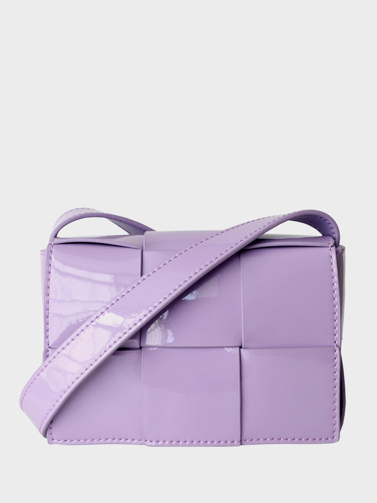 Bottega Veneta Padded Cassette Shoulder Bag Patent Leather Purple Preowned